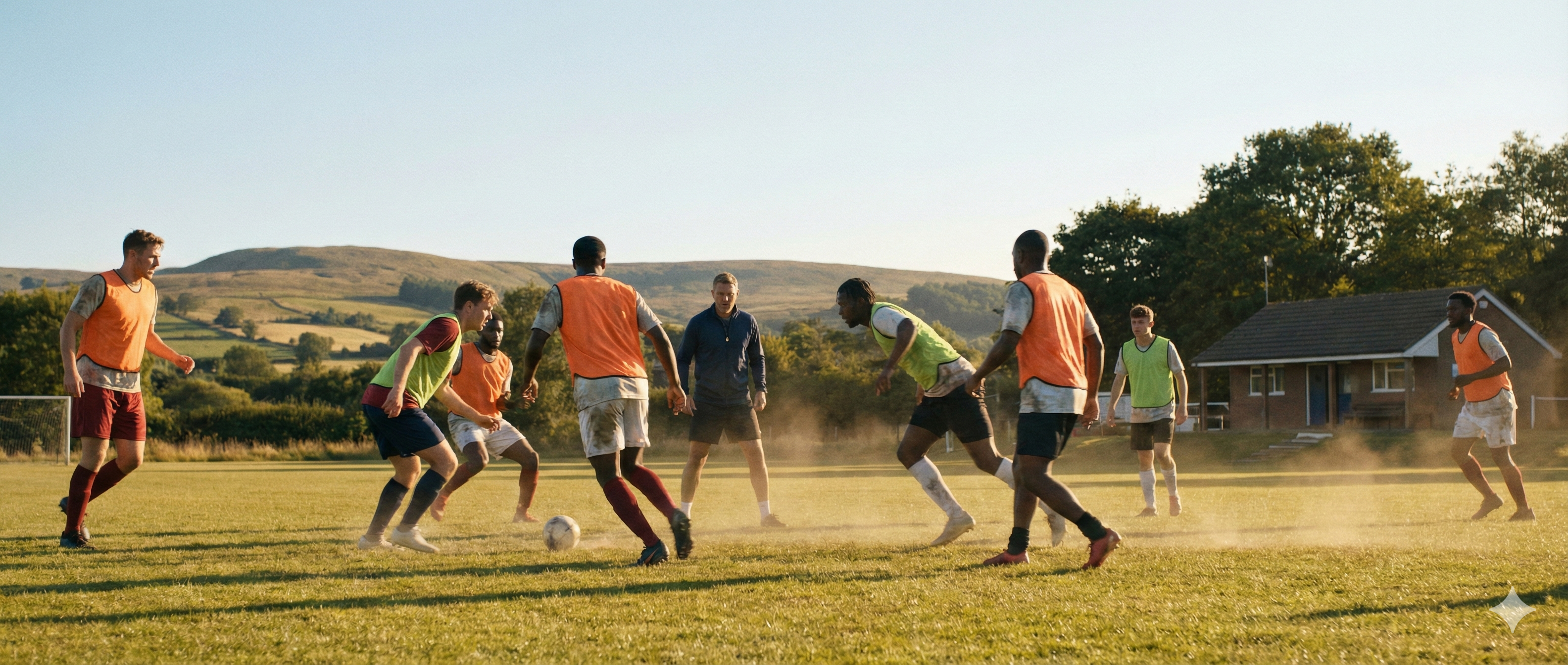 Personas jugando f&uacute;tbol.